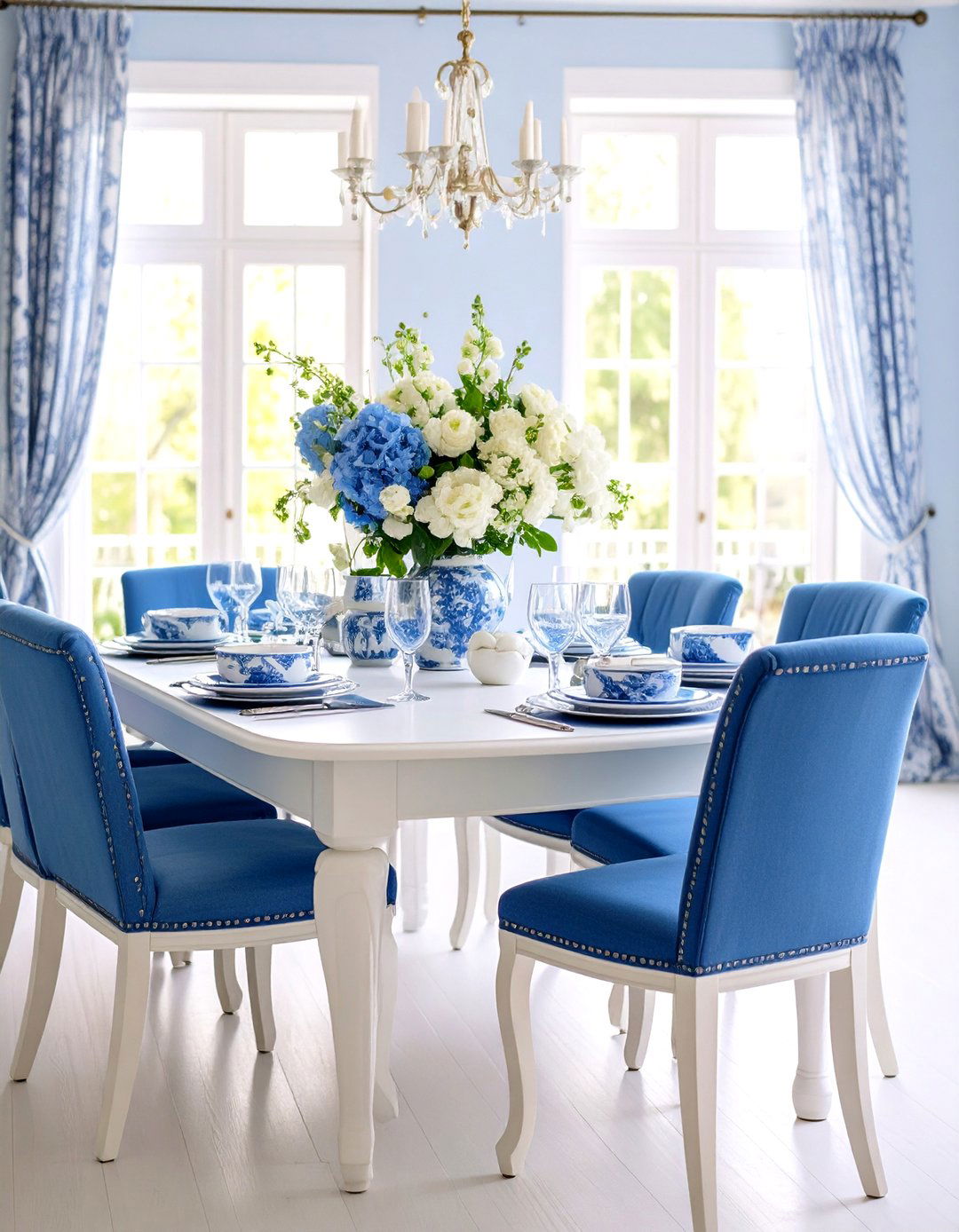 Traditional French Blue and White Palette - 24 Parisian Dining Room Ideas