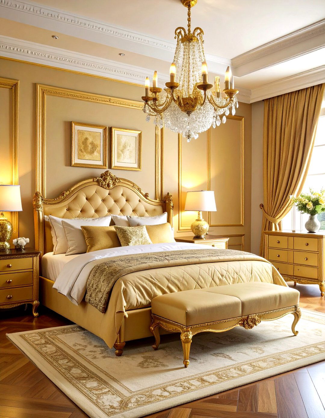 Traditional Gold Opulence - 24 Gold Bedroom Ideas