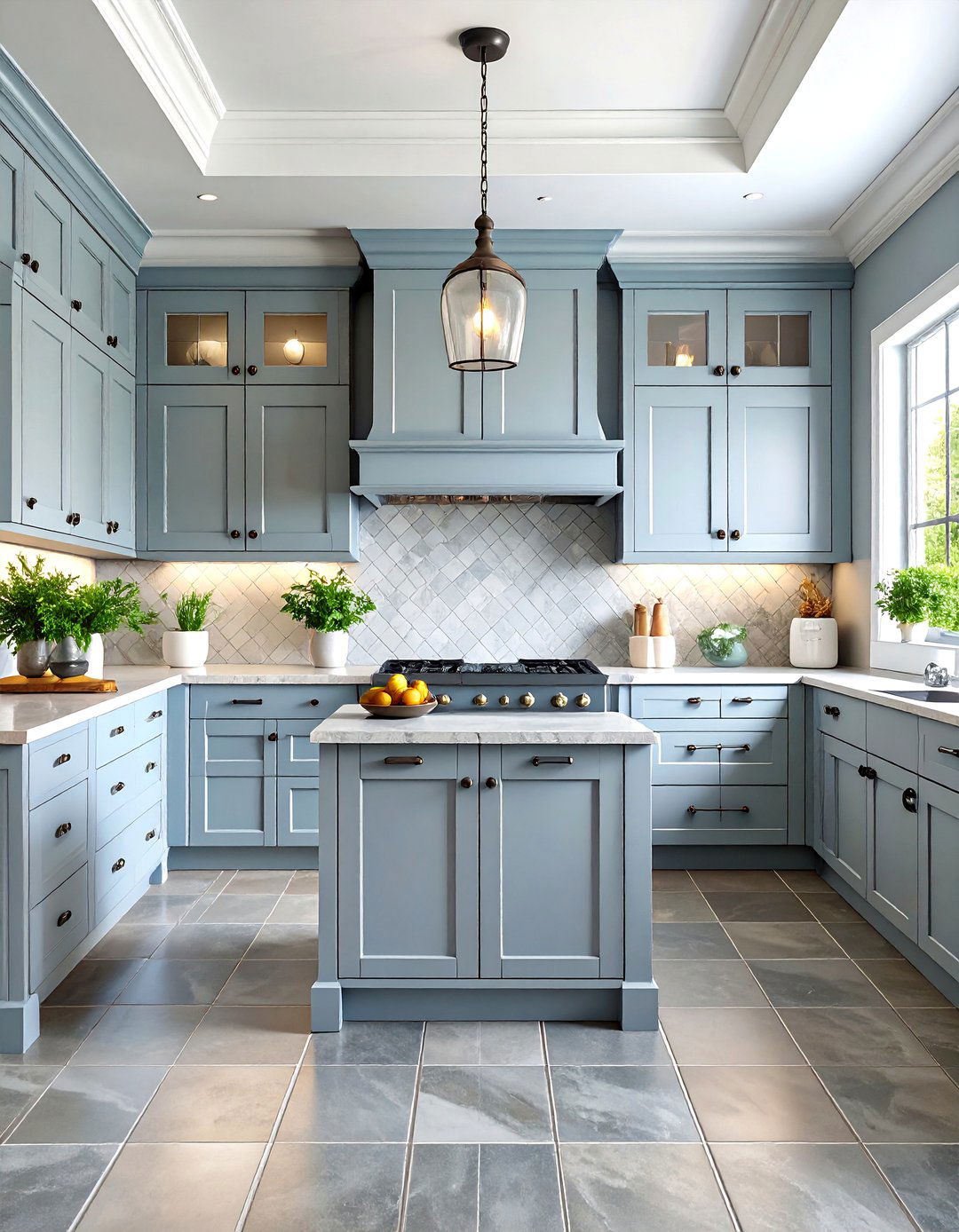 Traditional Grey Ceramic Floor Kitchen - 24 Kitchens With Grey Floors