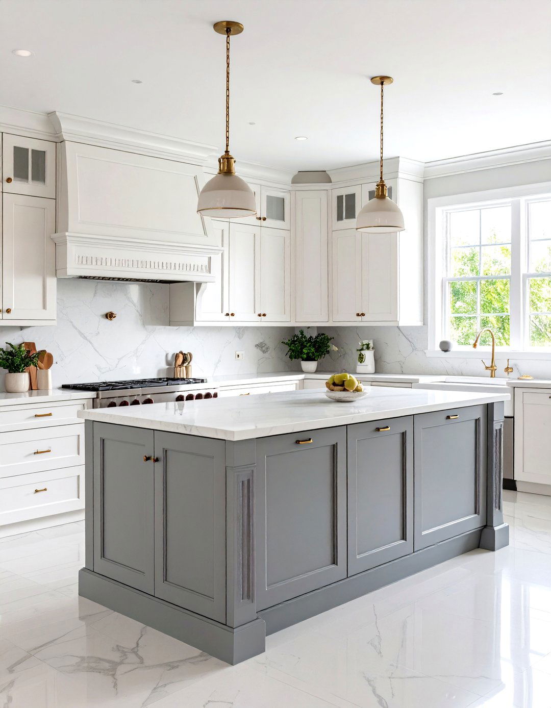 Traditional Grey Kitchen Islands - 24 Grey and White Kitchen Ideas