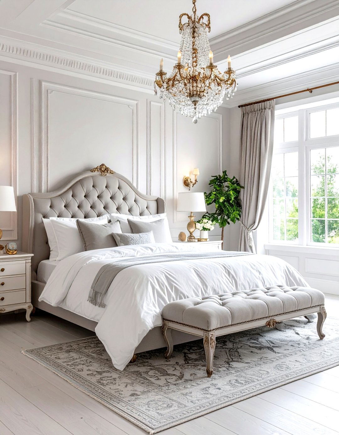 Traditional Grey White Classic Styling - 24 Grey and White Bedroom Ideas