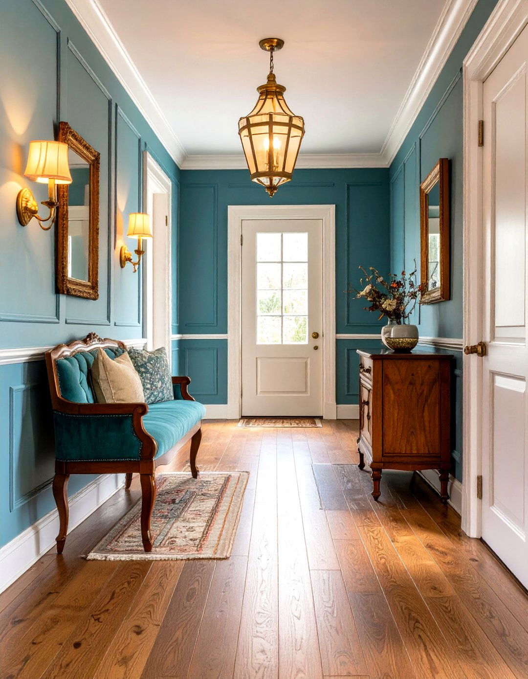 Traditional Hallway with Classic Furniture and Warm Woods - 24 Hallway Ideas