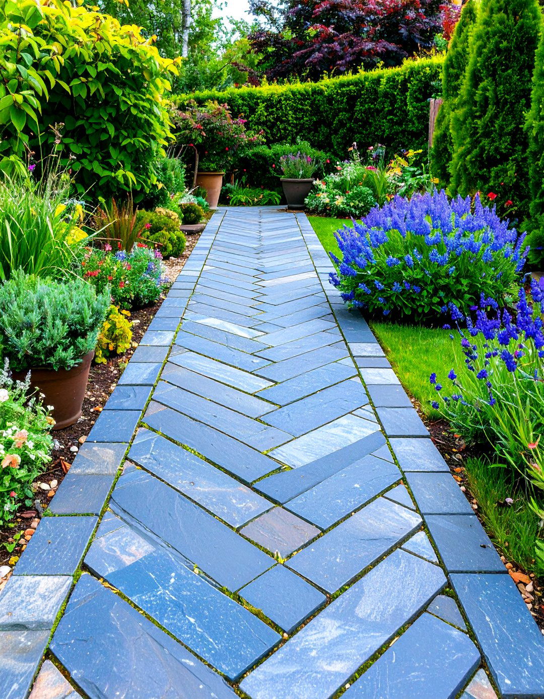 Traditional Herringbone Bluestone Pattern - 24 Bluestone Patio Ideas