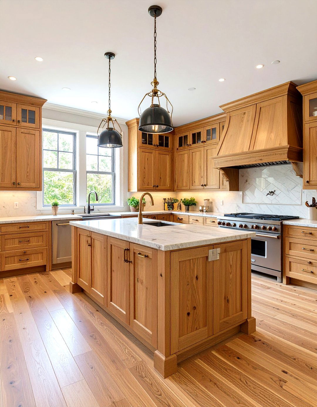 Traditional Kitchen with Cherry Butcher Block Perimeter - 24 Kitchens With Butcher Block Countertops