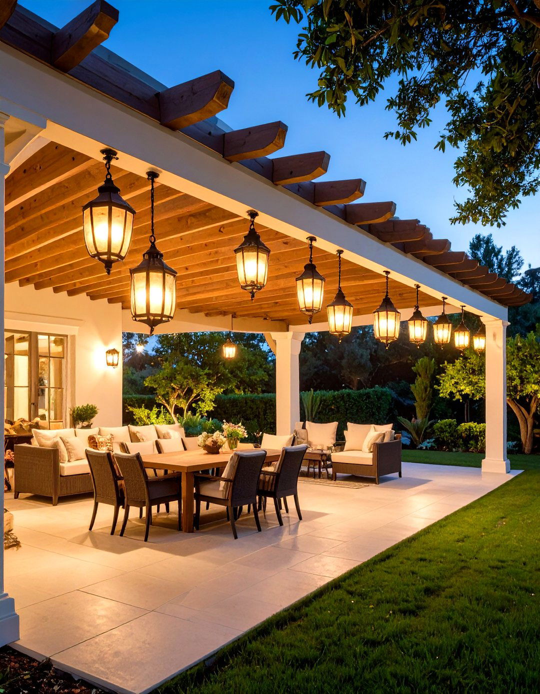 Traditional Lantern Charm - 24 Pergola Lighting Ideas