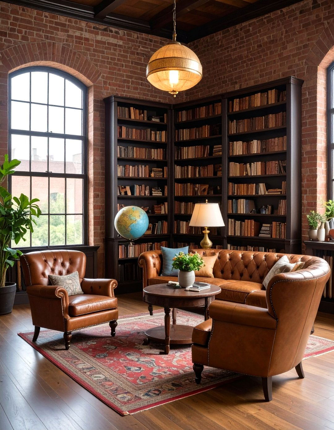 Traditional Library Study - 24 Brick Wallpaper Ideas