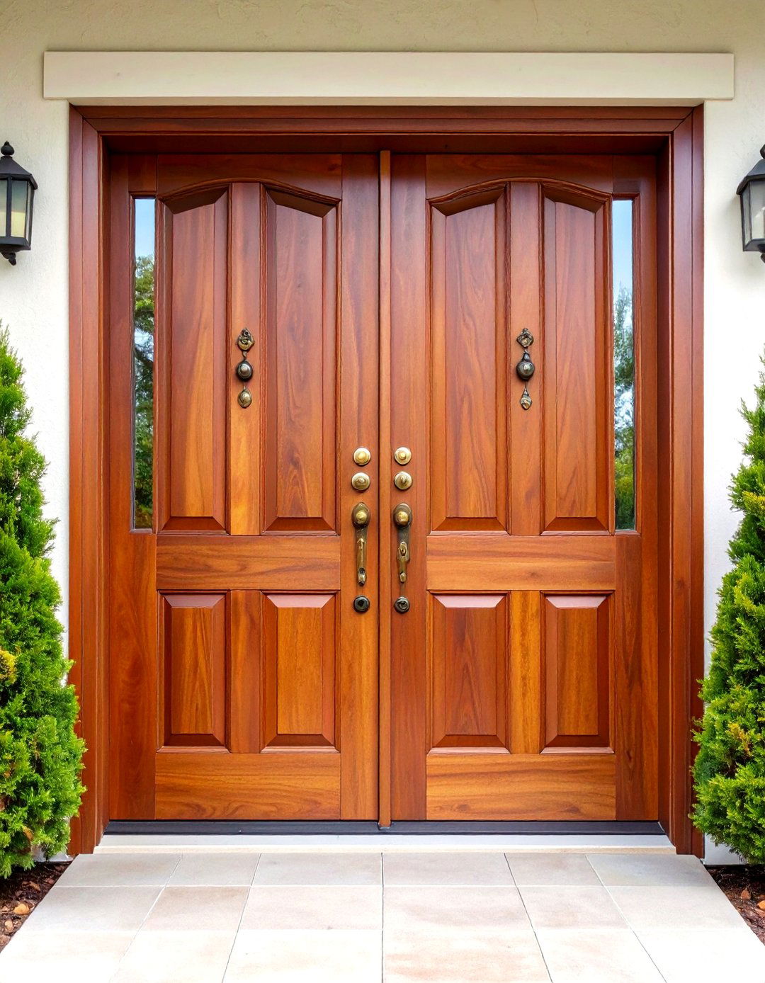 Traditional Mahogany Wood Double Doors - 24 Double Front Door Ideas