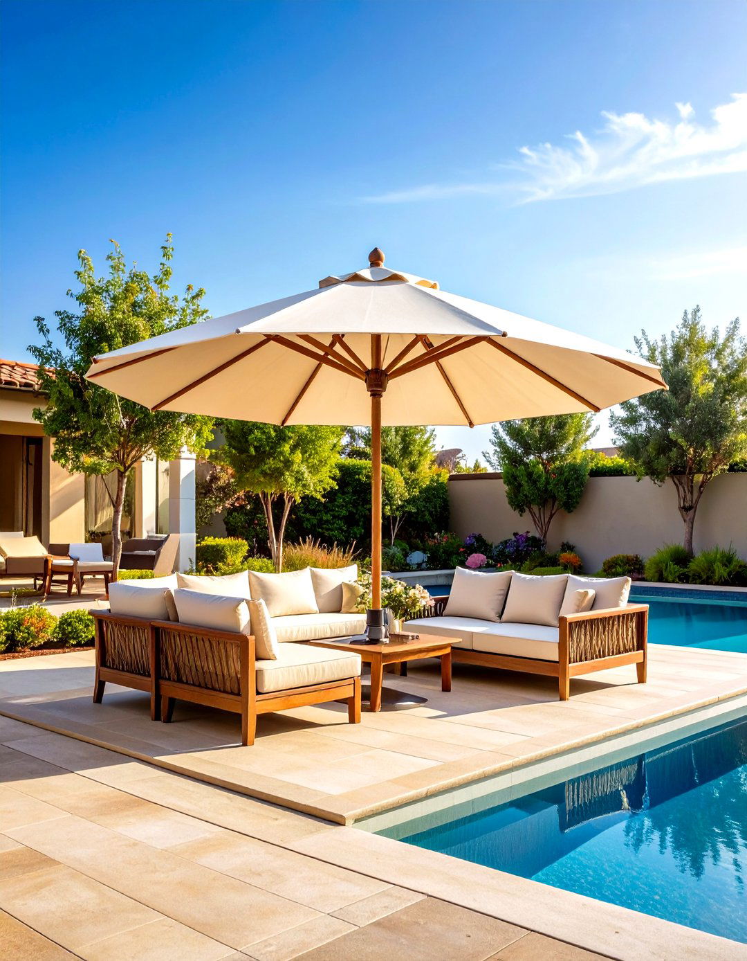 Traditional Market Umbrellas - 24 Pool Shade Ideas