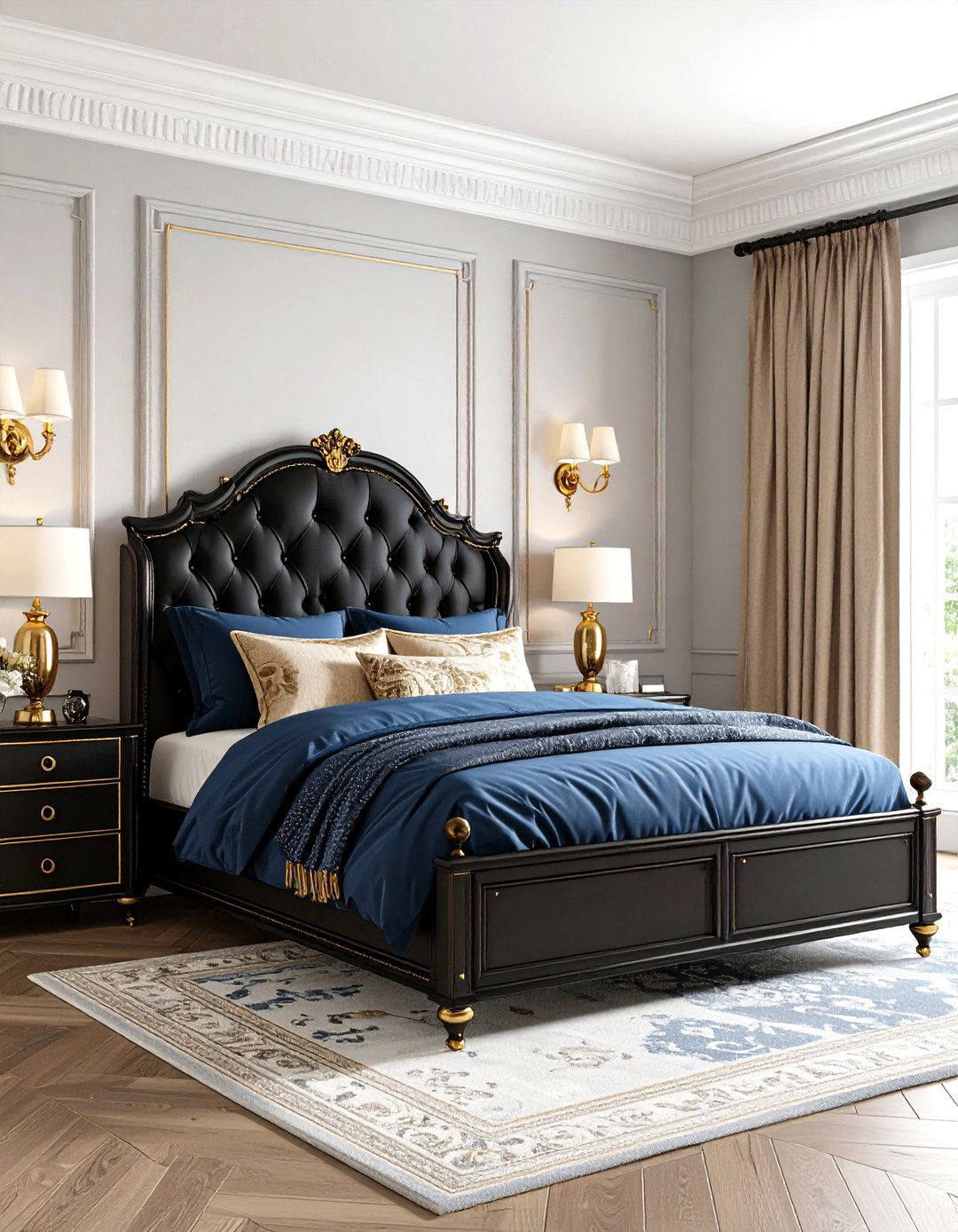 Traditional Matte Black Elegance - 24 Matte Black Bedroom Ideas