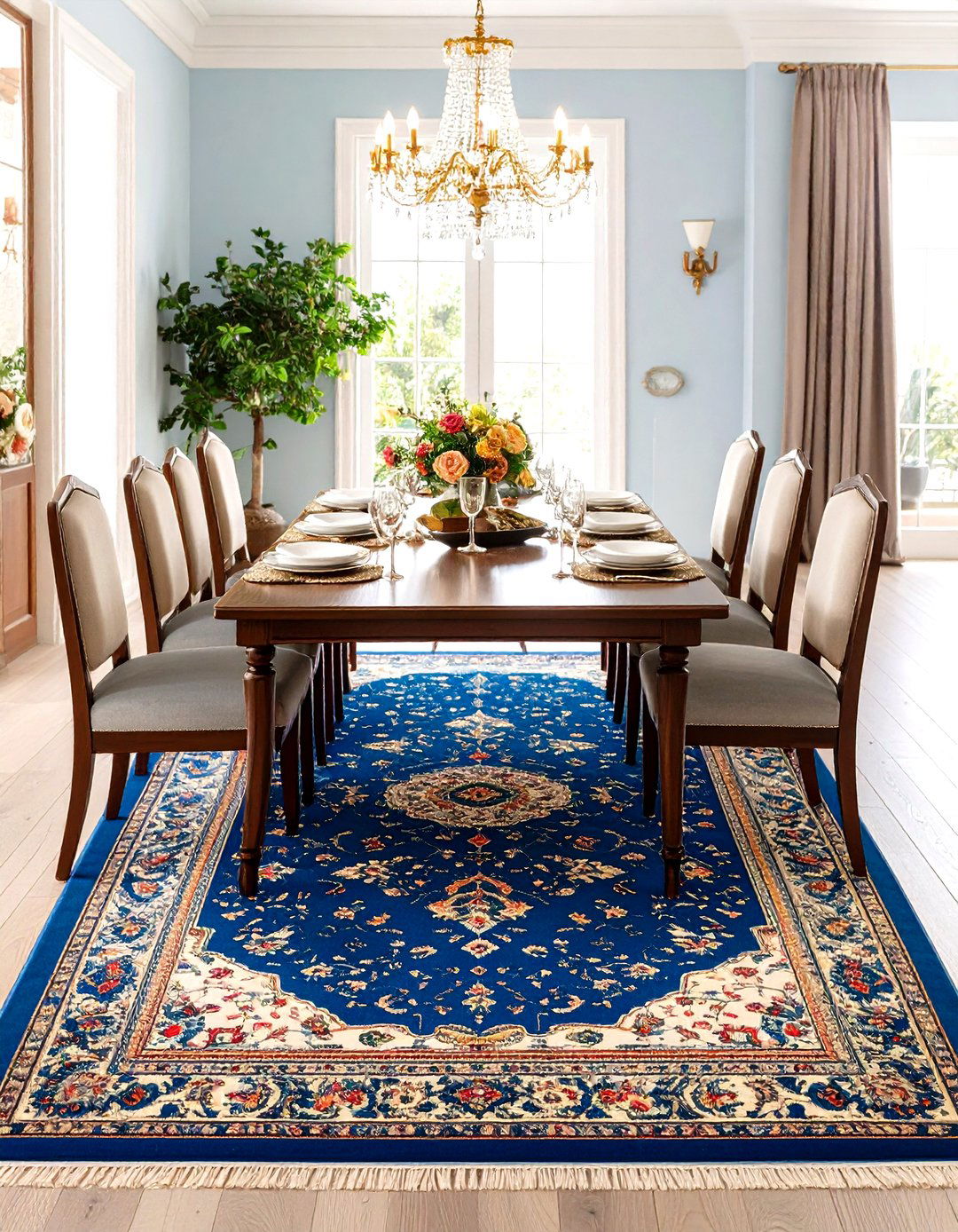 Traditional Medallion Elegance - 24 Dining Room Rug Ideas