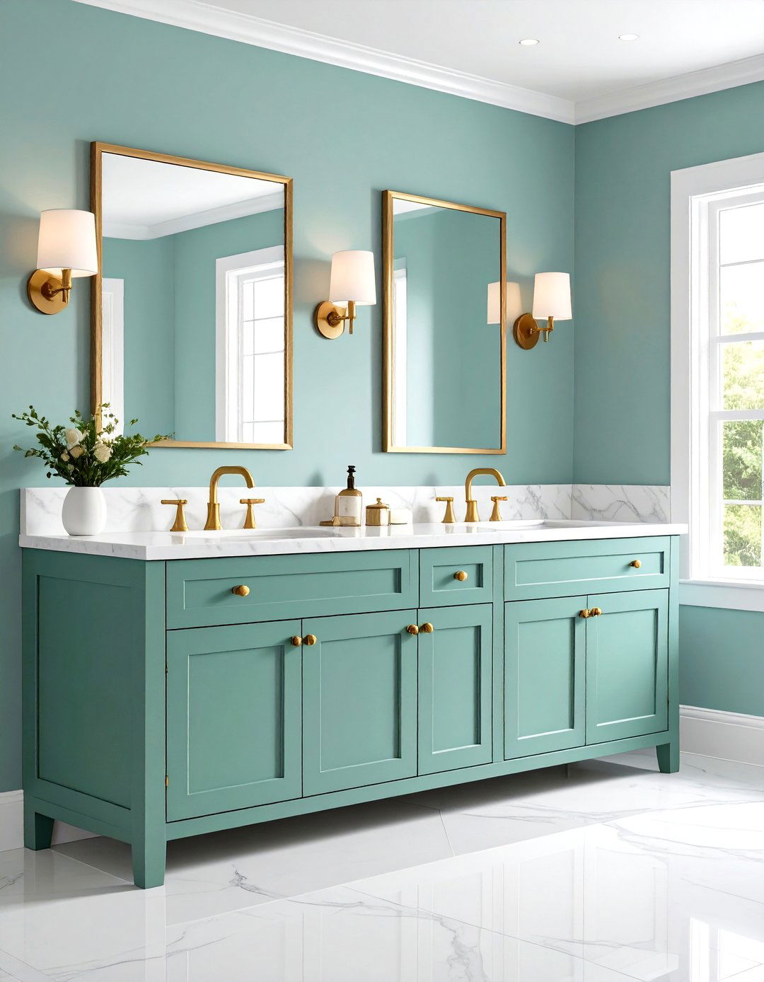 Traditional Mint Green Double Vanity - 24 Mint Green Bathroom Ideas