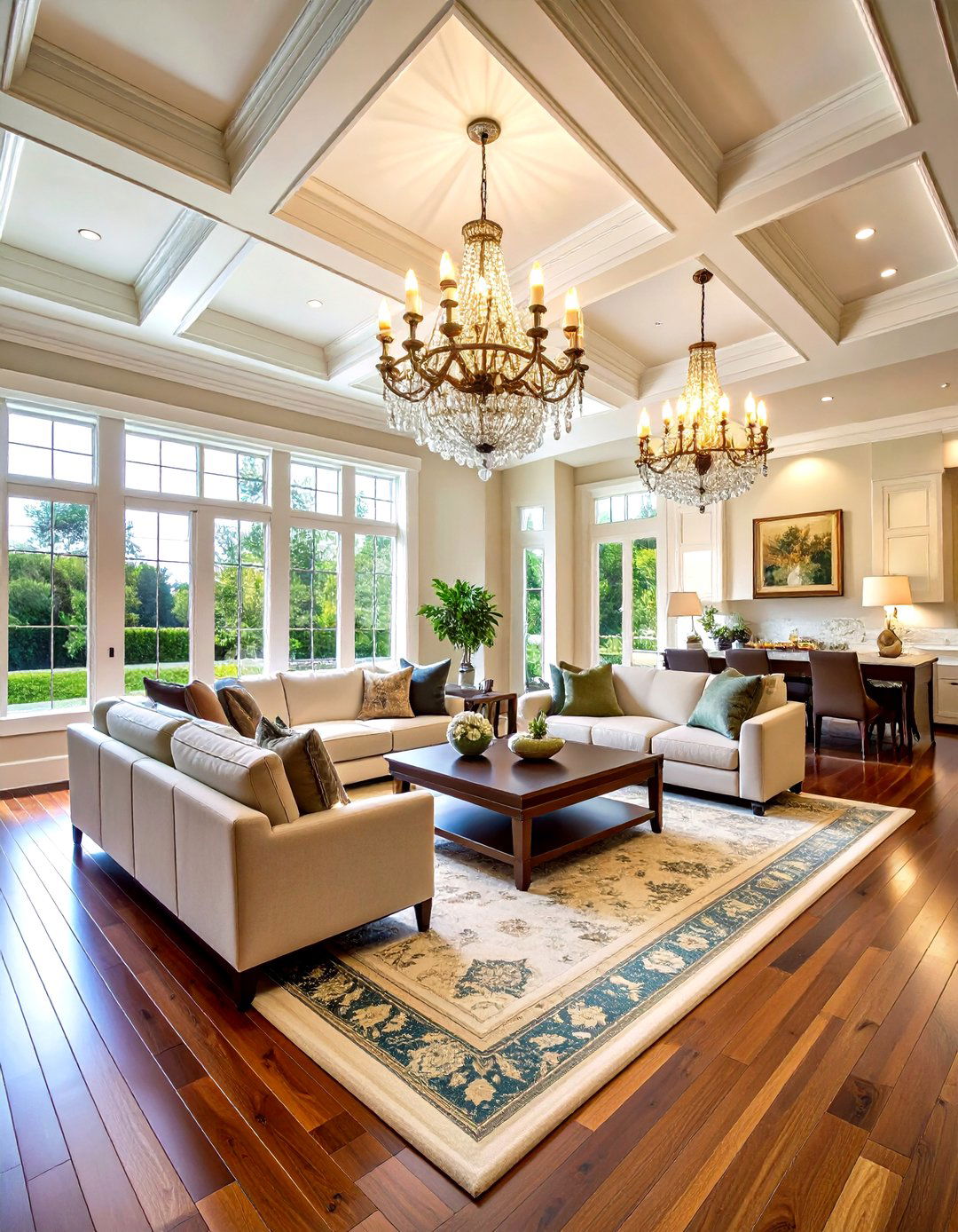 Traditional Open Floor Plan with Crown Molding Details - 24 Open Floor Plan Ideas