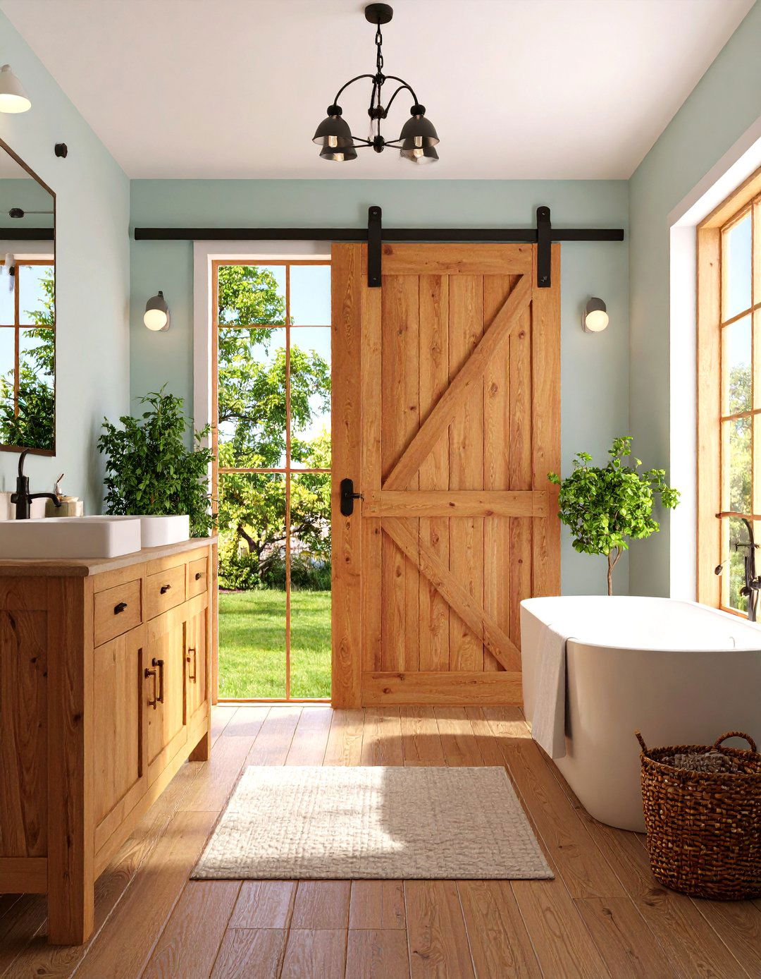 Traditional Plank Bathroom Barn Door - 24 Bathroom Barn Door Ideas