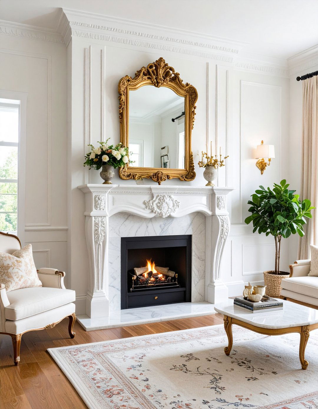 Traditional Quartz Fireplace with Molding - 24 Quartz Fireplace Surround Ideas