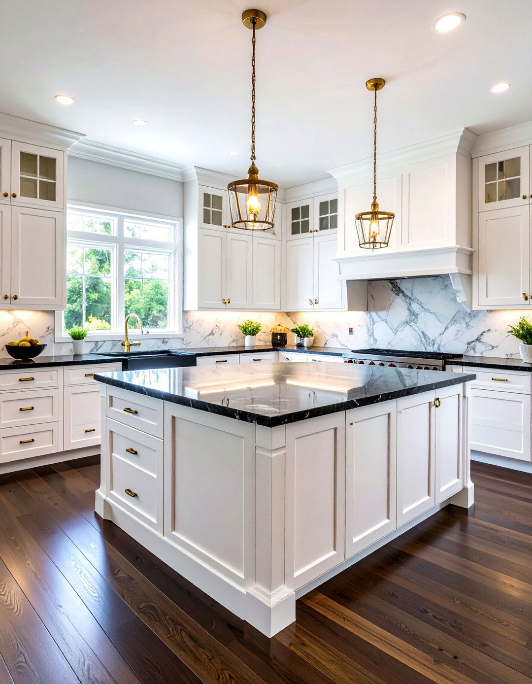 Traditional Raised Panel Cabinet Kitchen - 24 Kitchen With White Cabinets and Black Countertops Ideas