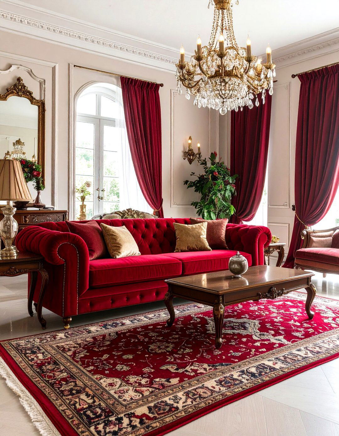 Traditional Red Sofa Classic Decor - 24 Red Couch Living Room Ideas