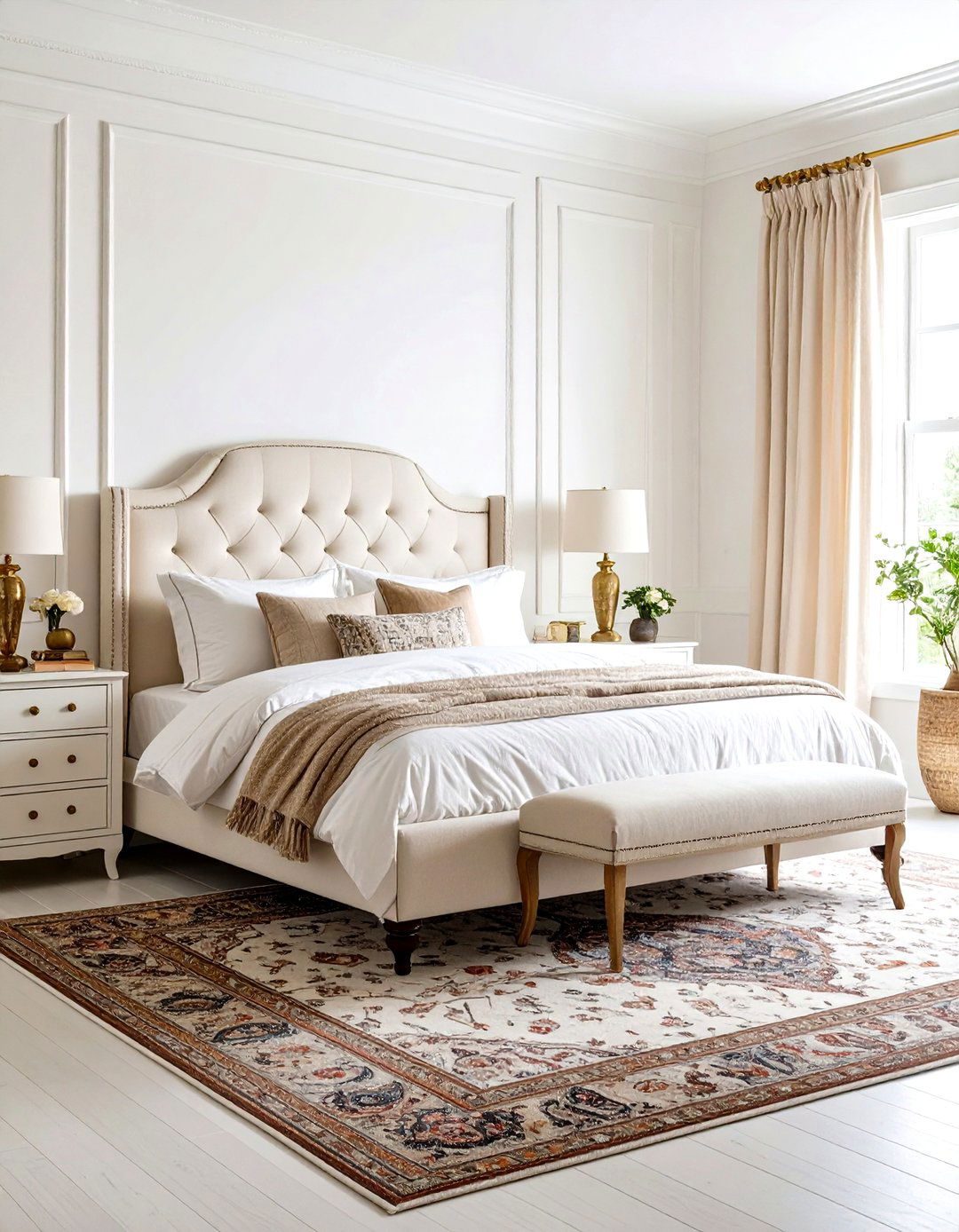 Traditional Sleigh Bed with Classic Elegance - 24 White and Cream Bedroom Ideas