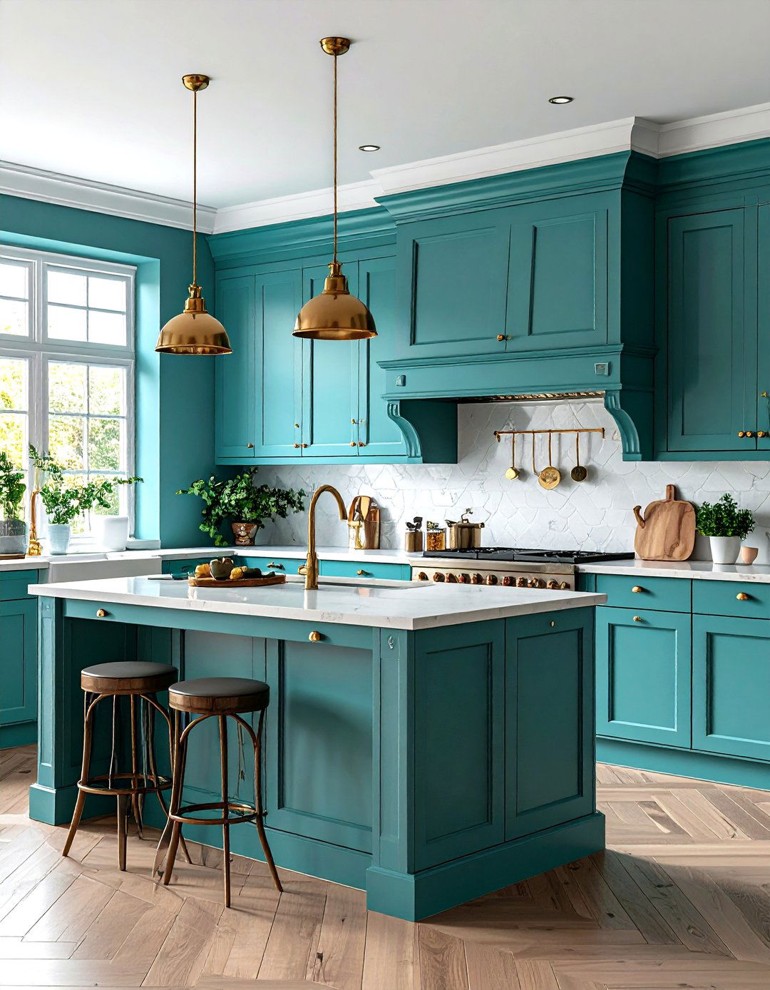 Traditional Teal Kitchen with Classic Details - 24 Teal Kitchen Ideas