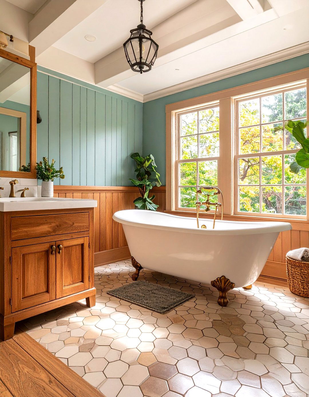 Traditional Wainscoting and Clawfoot Shower Combination - 24 Bathroom Shower Ideas