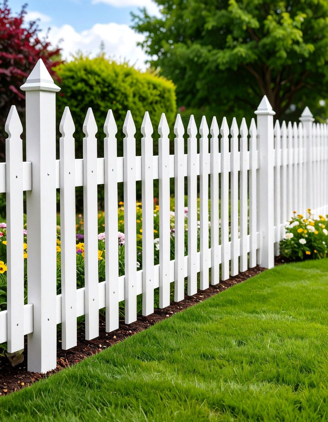 Traditional White Picket Front Yard Fence - 24 Front Yard Fence Ideas