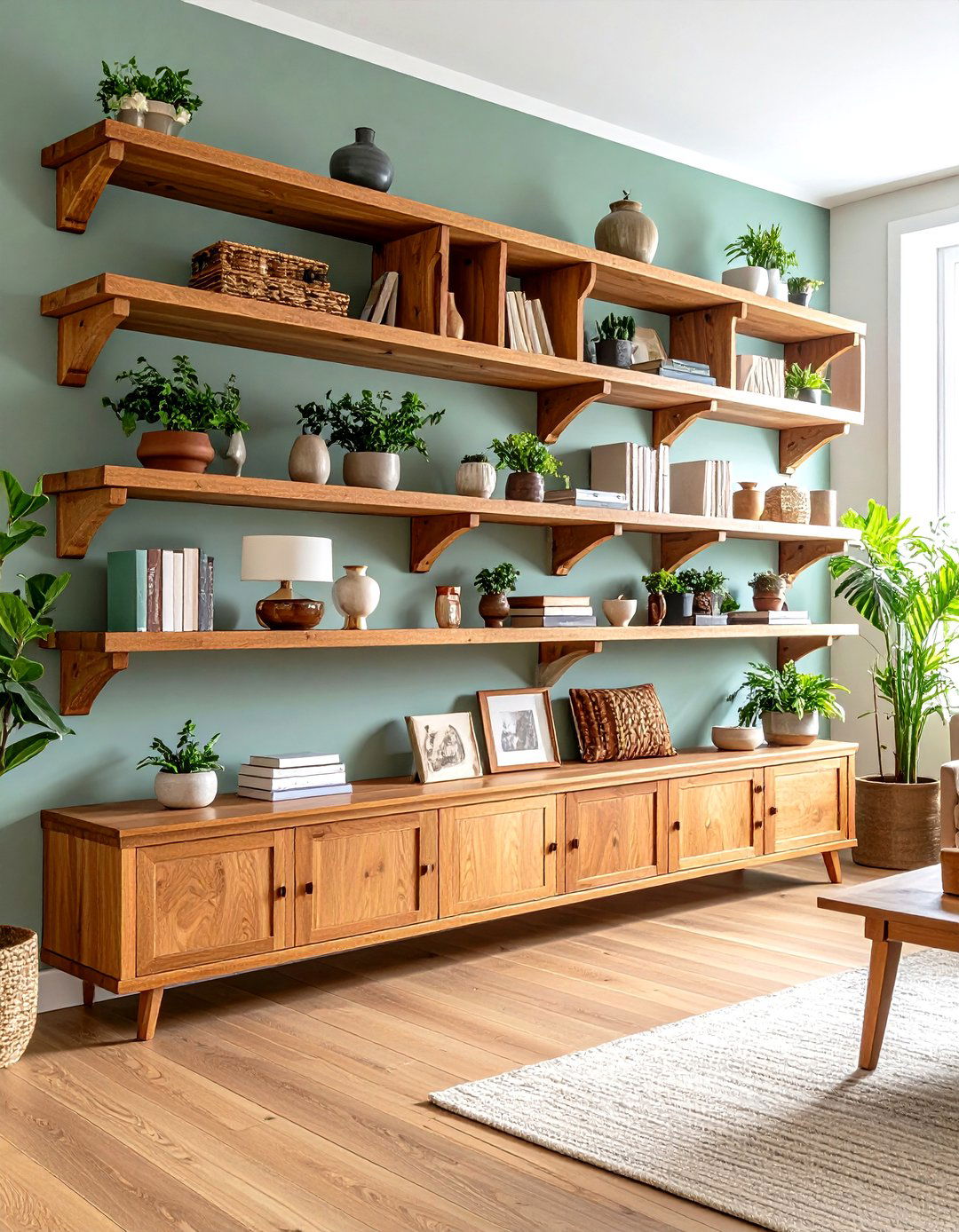 Traditional Wood with Brackets - 24 Floating Shelves Ideas
