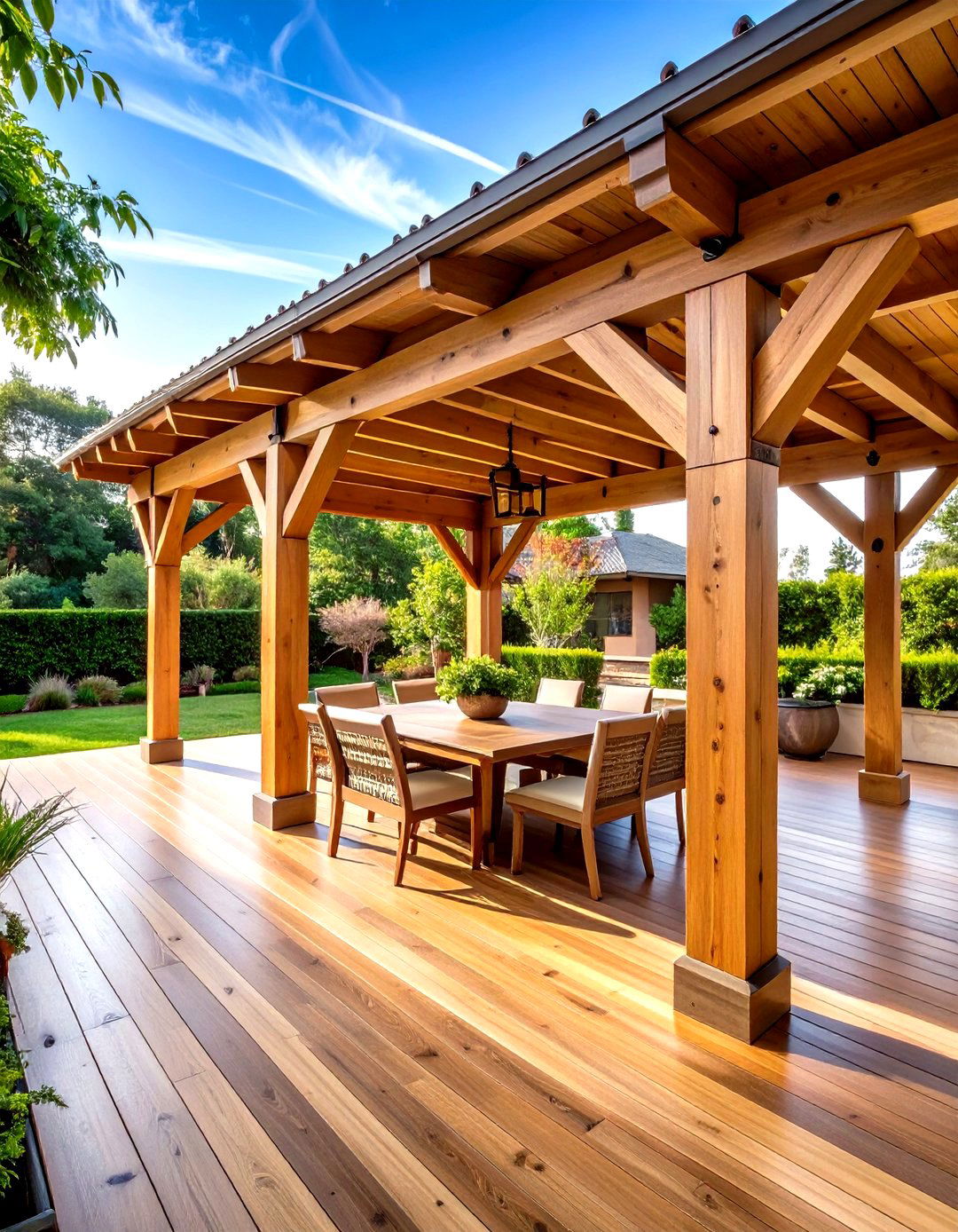 Traditional Wooden Beam Structure - 24 Attached Covered Patio Ideas