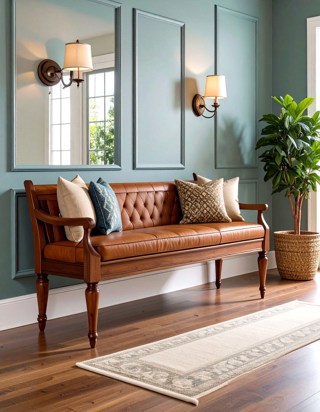 Traditional Wooden Entryway Bench - 24 Entryway Bench Ideas