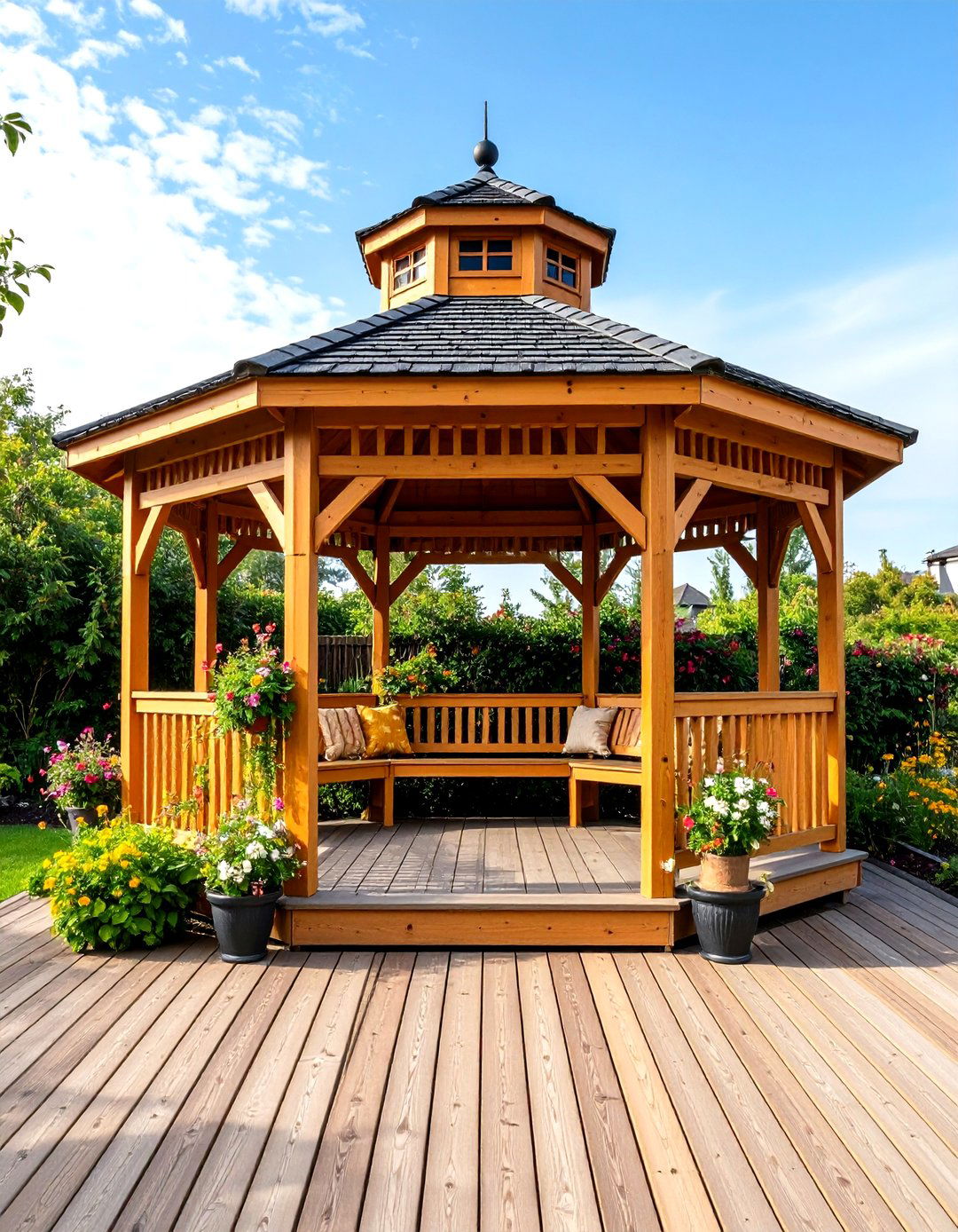 Traditional Wooden Gazebo Structures - 24 Deck Roof Ideas