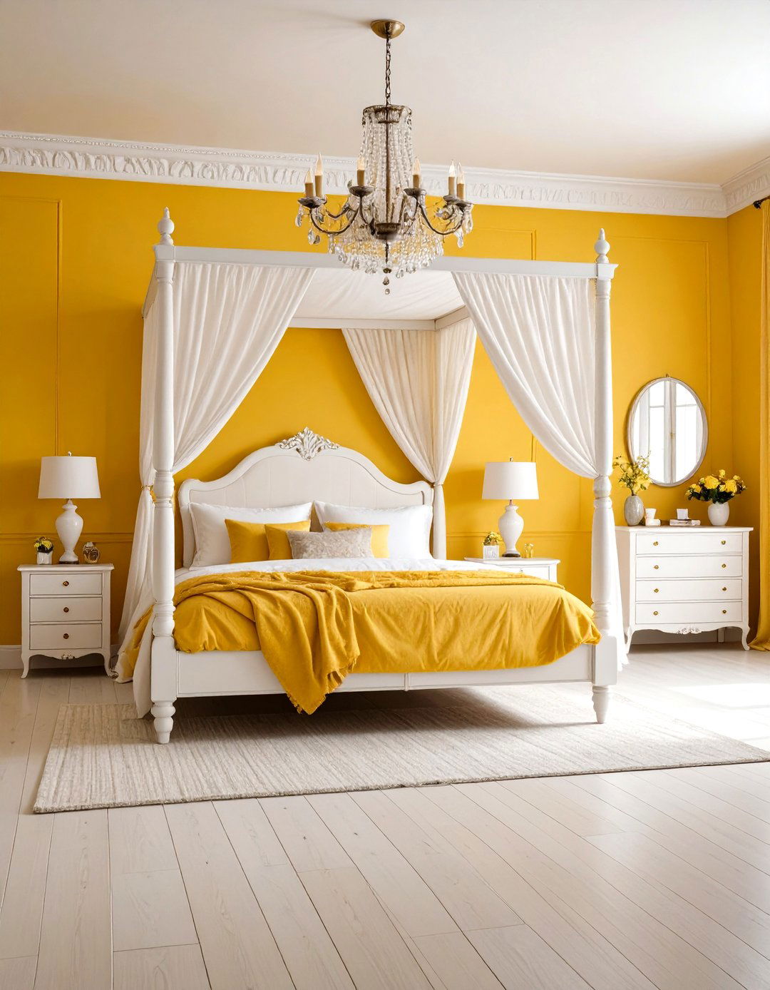 Traditional Yellow and White Bedroom - 24 Yellow Bedroom Ideas