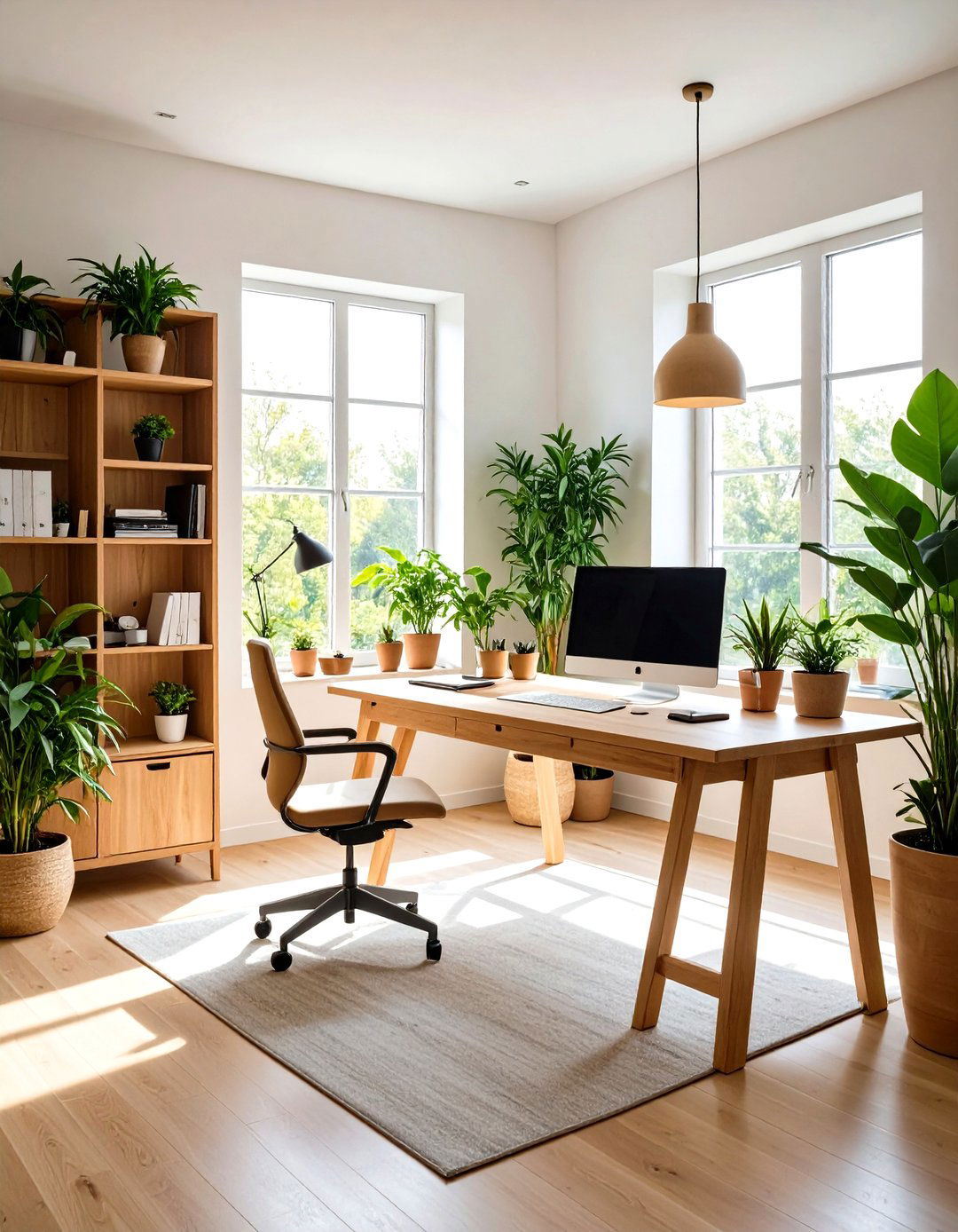 Tranquil Home Office with Bamboo Accents - 24 Zen Room Ideas