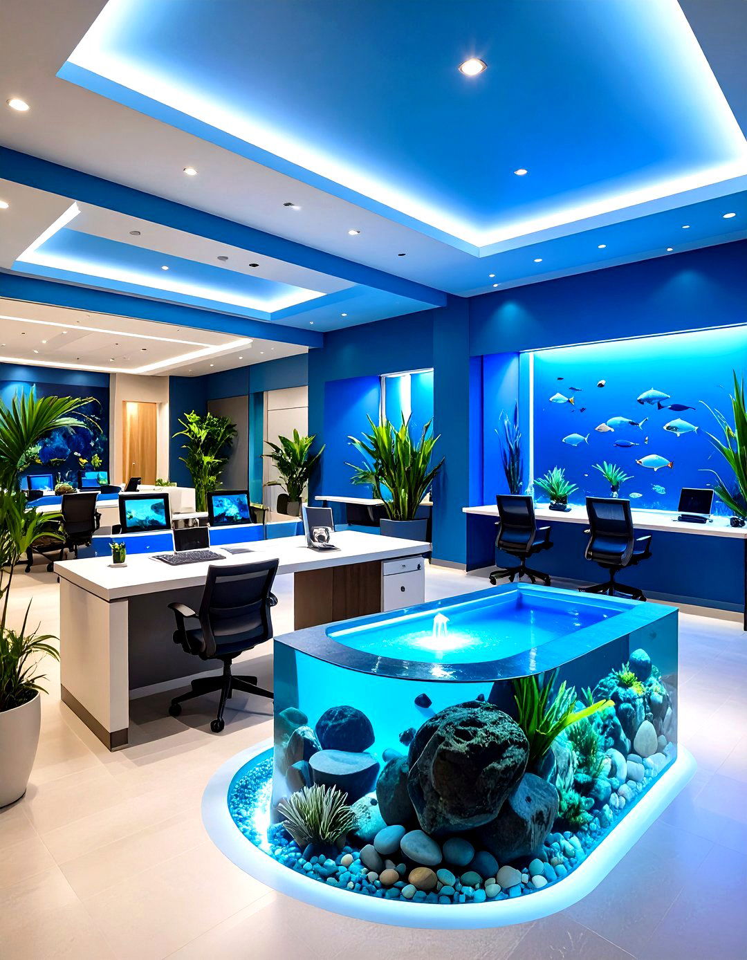 Tranquil Water Element Office - 24 Therapist Office Decor Ideas
