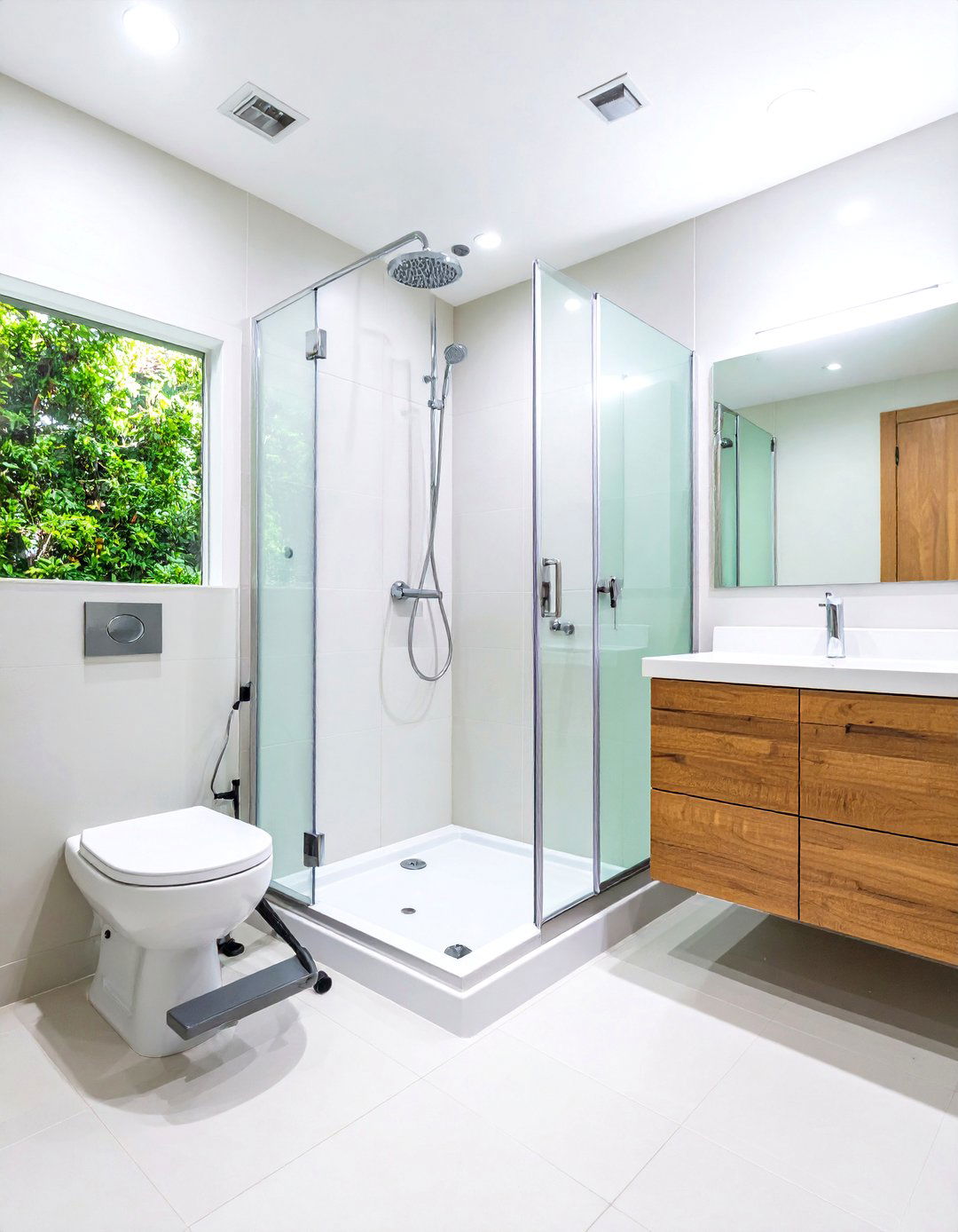 Transfer Shower with Fold Down Seat Design - 24 Handicap Bathroom Ideas
