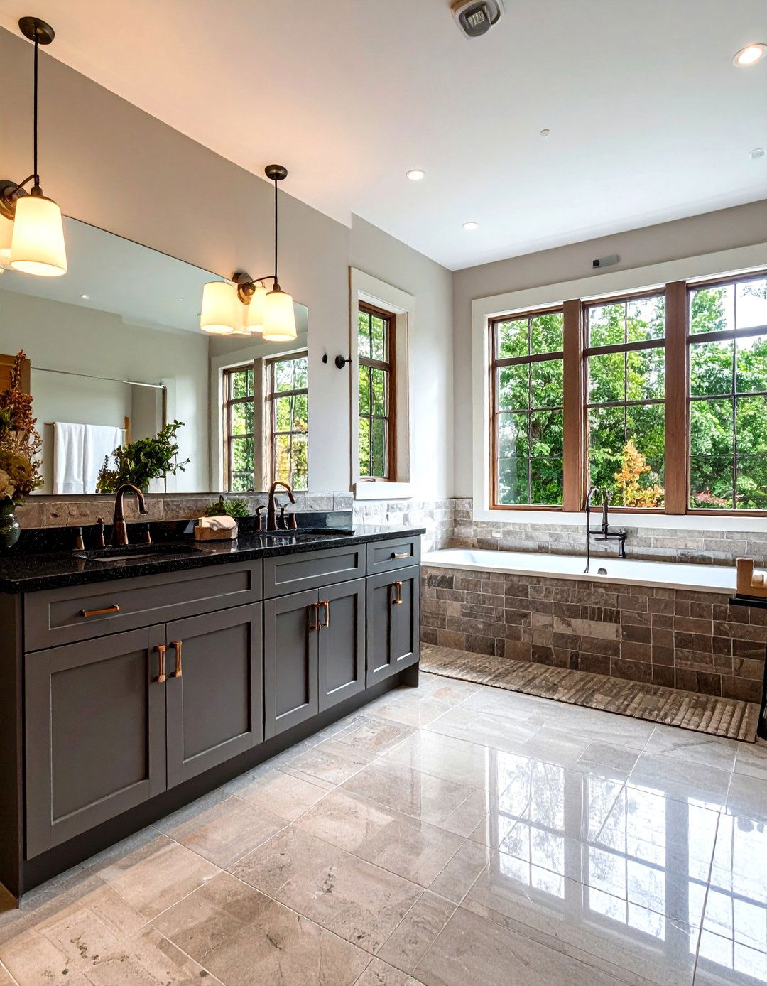 Transitional Black Granite with Mixed Textures - 24 bathroom with black countertops ideas