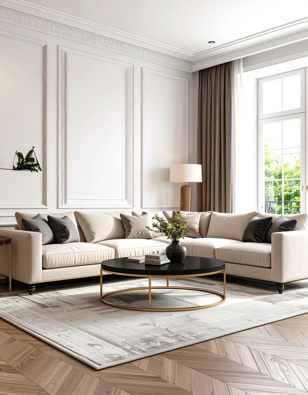 Transitional Black and Beige Living Room - 24 Black and Beige Living Room Ideas