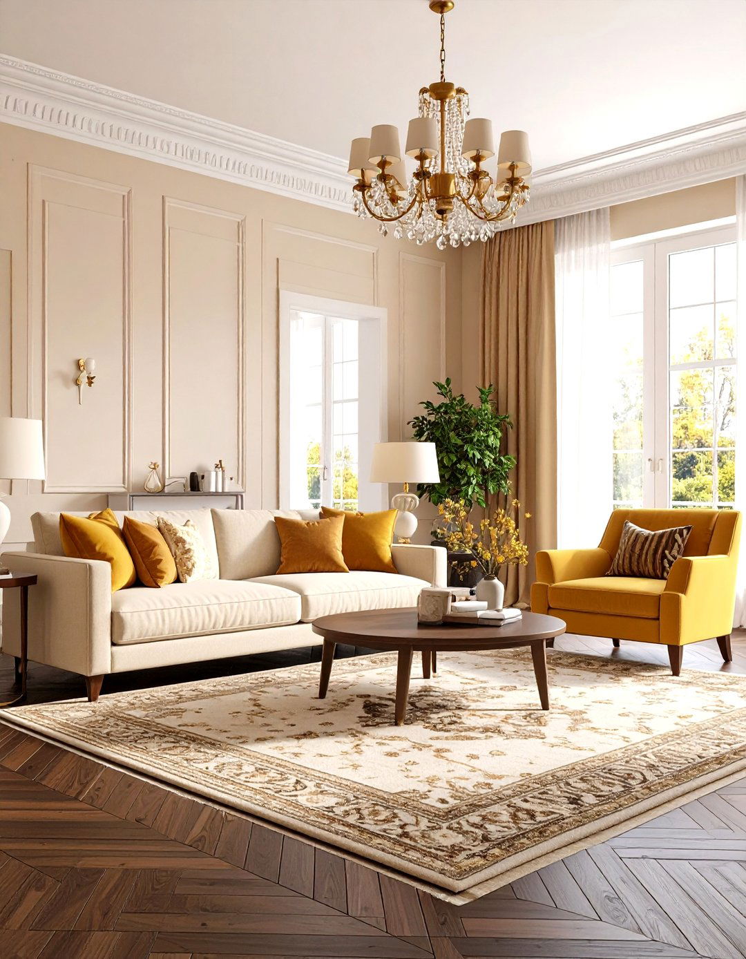 Transitional Blend of Classic and Modern - 24 Dark Brown Floor Living Room Ideas