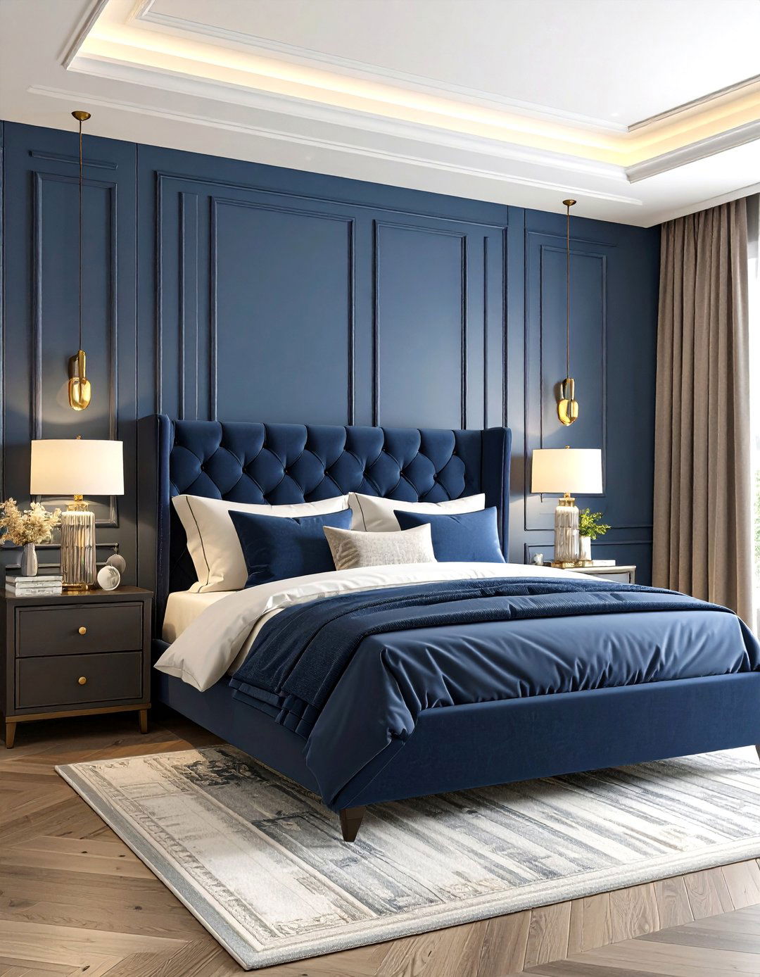 Transitional Blue Grey Timeless Elegance - 24 Blue and Grey Bedroom Ideas