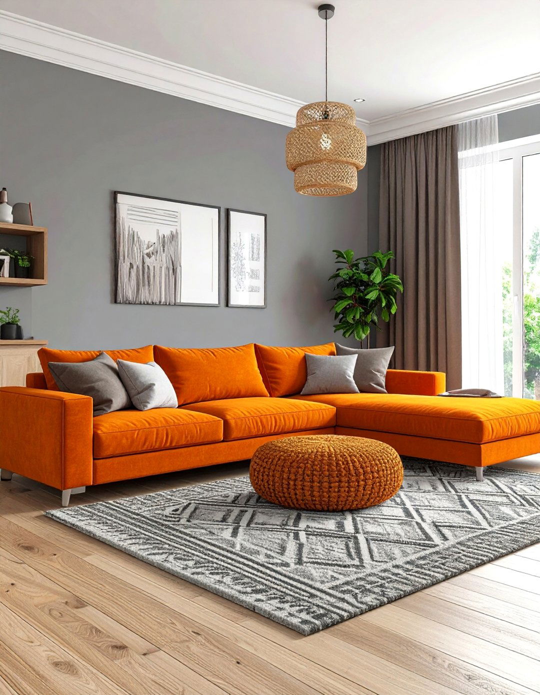 Transitional Burnt Orange Family Room - 24 Burnt Orange Living Room Ideas