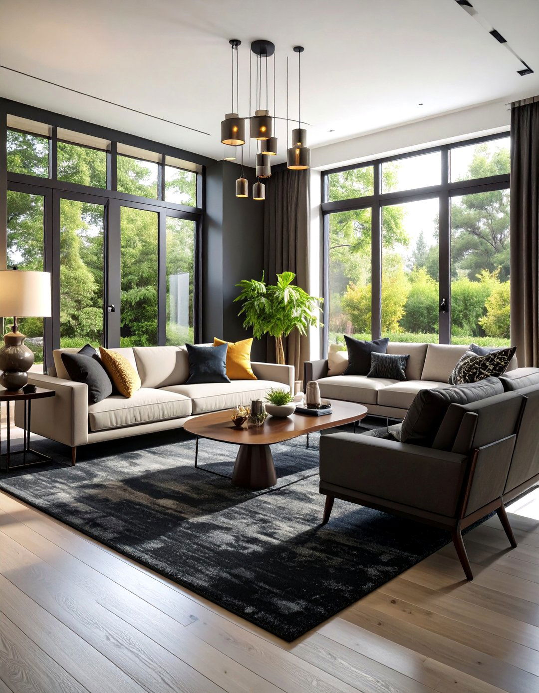 Transitional Classic Modern Blend - 24 Black Carpet Living Room Ideas