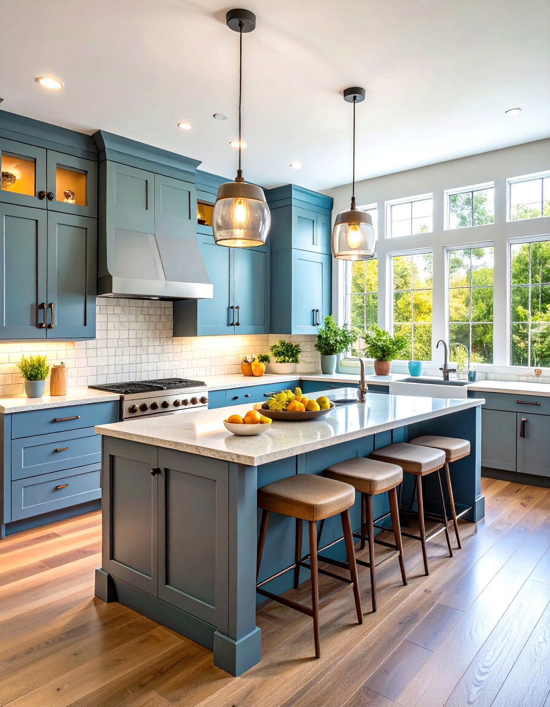 Transitional Family Kitchen Design - 24 U Shaped Kitchen Ideas