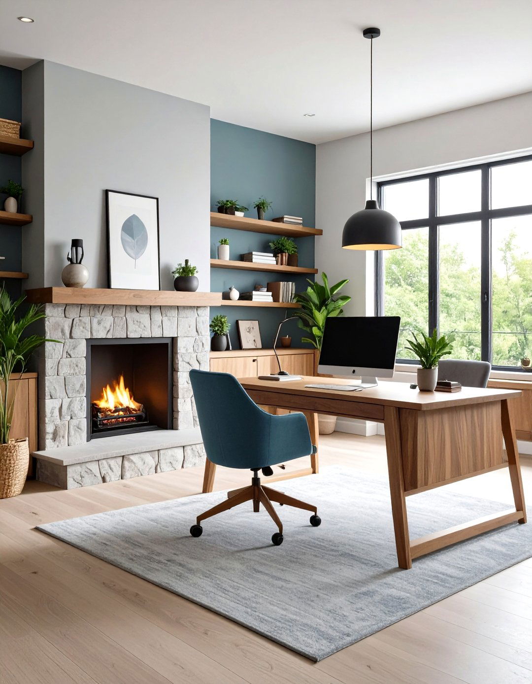 Transitional Fireplace Office Balance - 24 Home Office With Fireplace Ideas