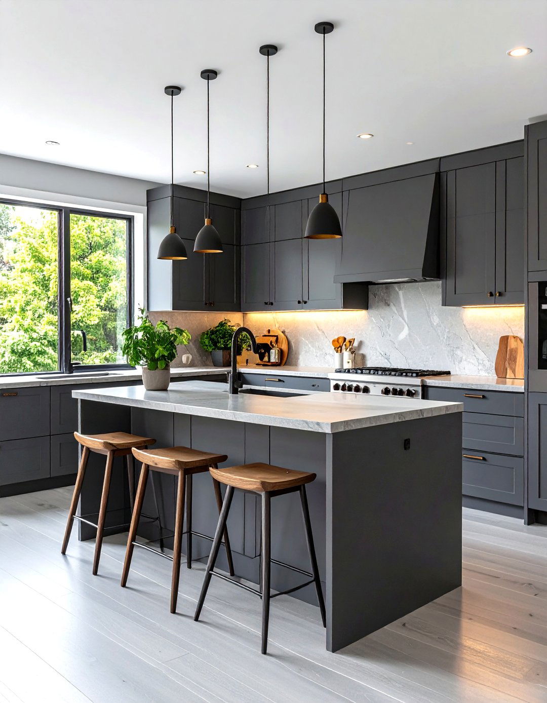 Transitional Gray Kitchen with Mixed Materials - 24 Gray Kitchens