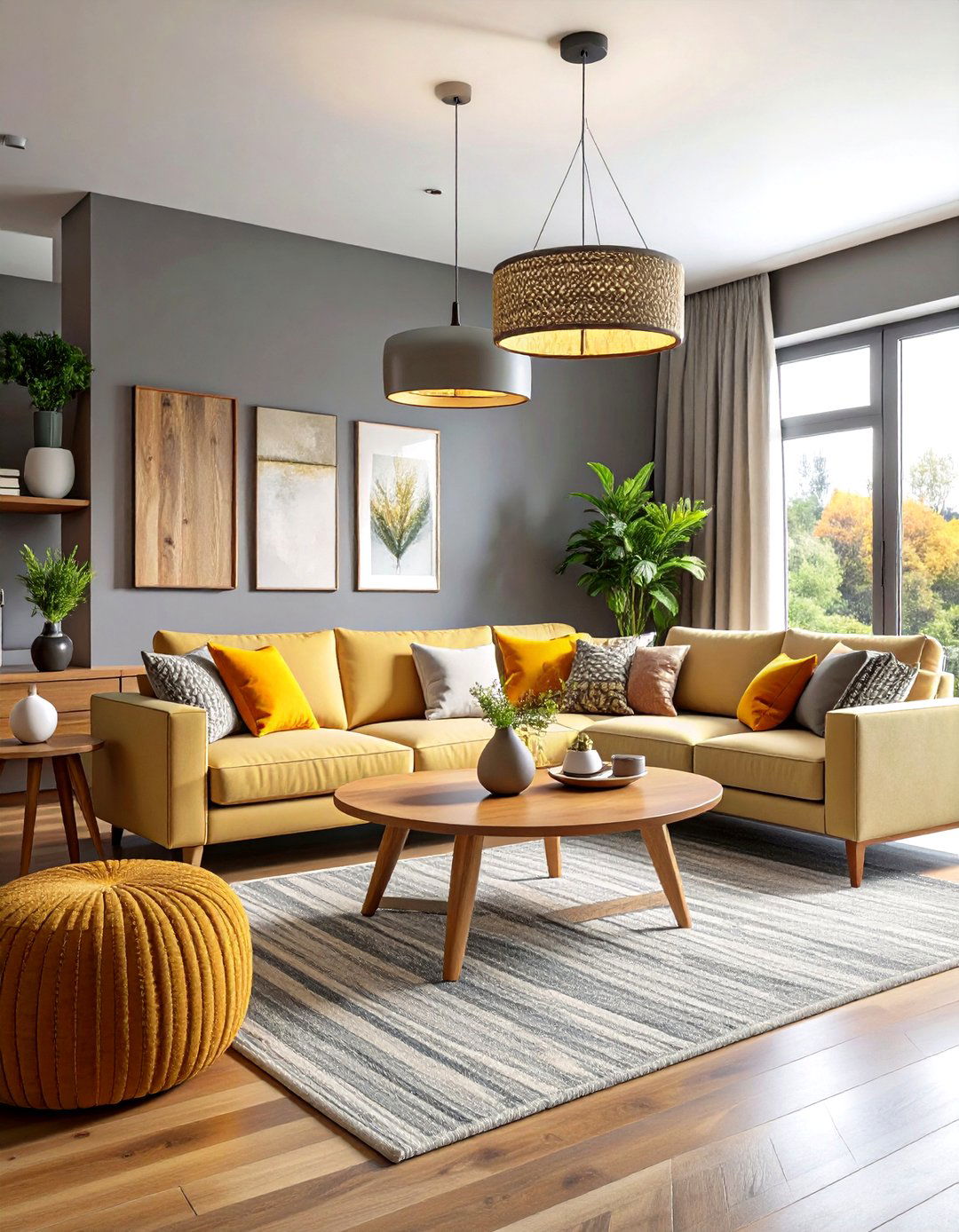 Transitional Grey and Cream Living Room Layout - 24 Grey and Cream Living Room Ideas