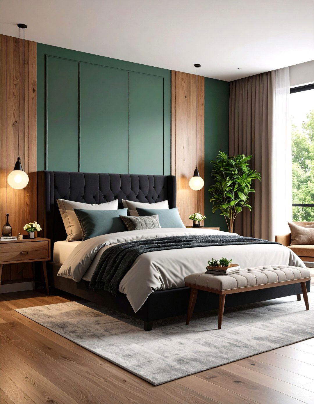 Transitional Matte Black Versatility - 24 Matte Black Bedroom Ideas