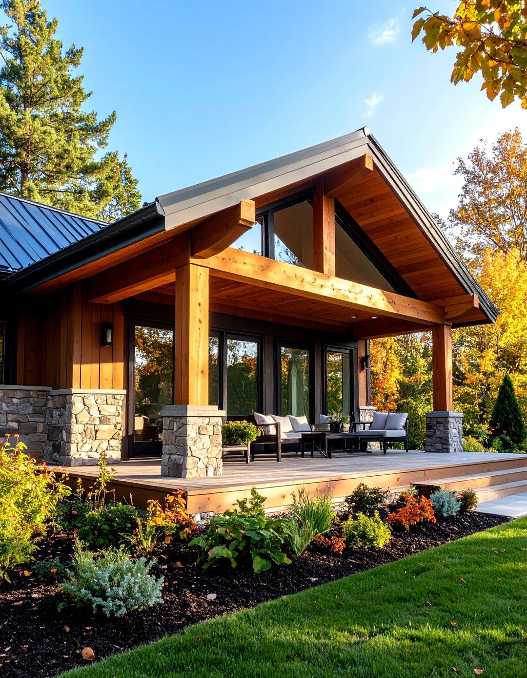 Transitional Mixed Material Approach - 24 Open Gable Porch Ideas
