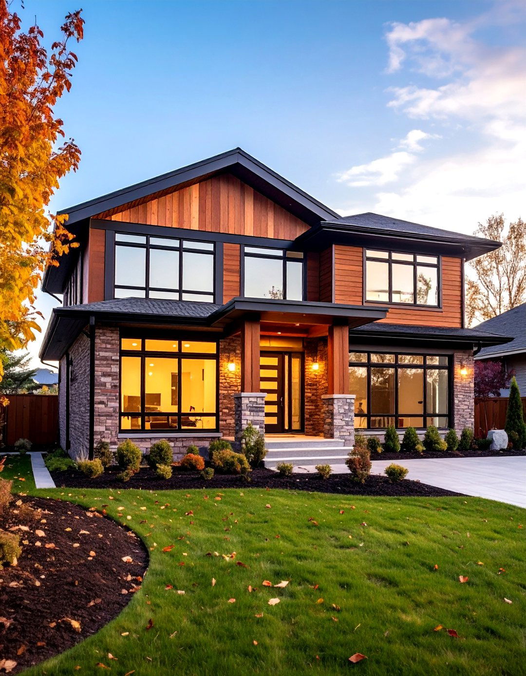 Transitional Mixed Materials with Brick and Siding - 24 Aesthetic House Exterior Ideas