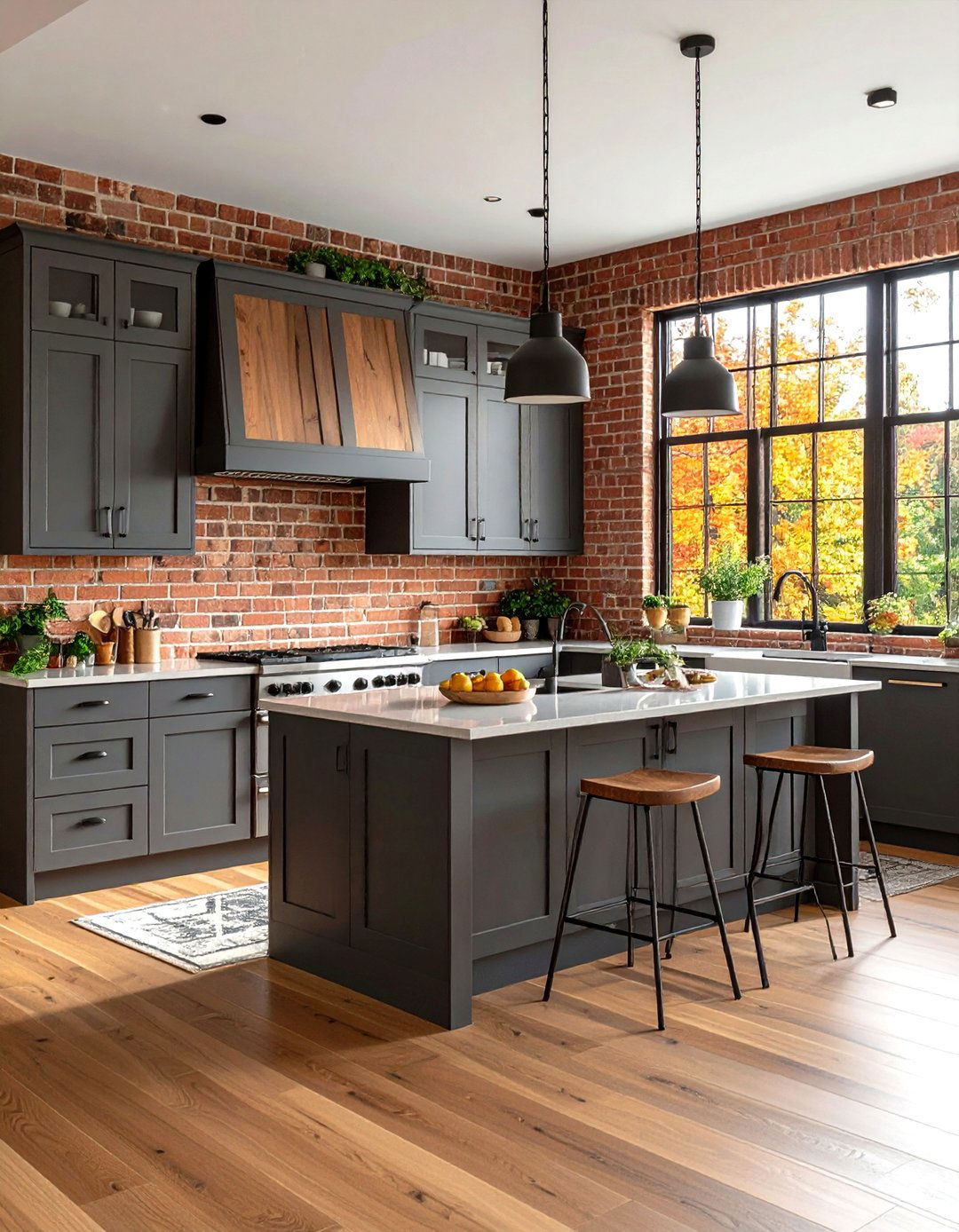 Transitional One Wall Kitchen with Mixed Material Textures - 24 One Wall Kitchen Ideas