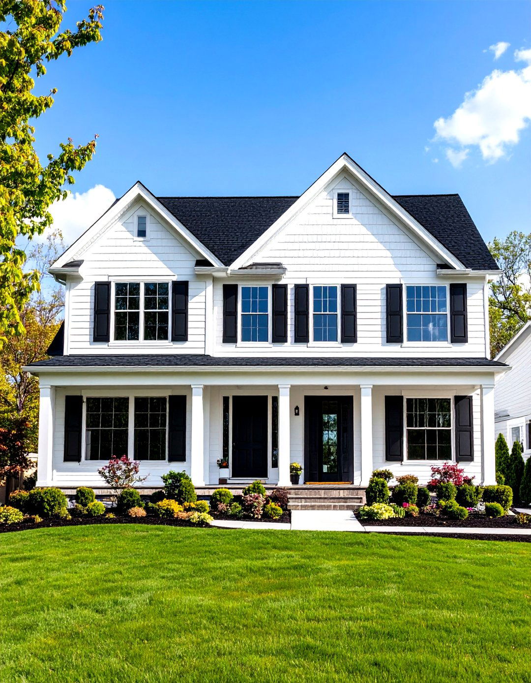 Transitional Style Balance - 24 White Exterior Home with a Black Roof Ideas