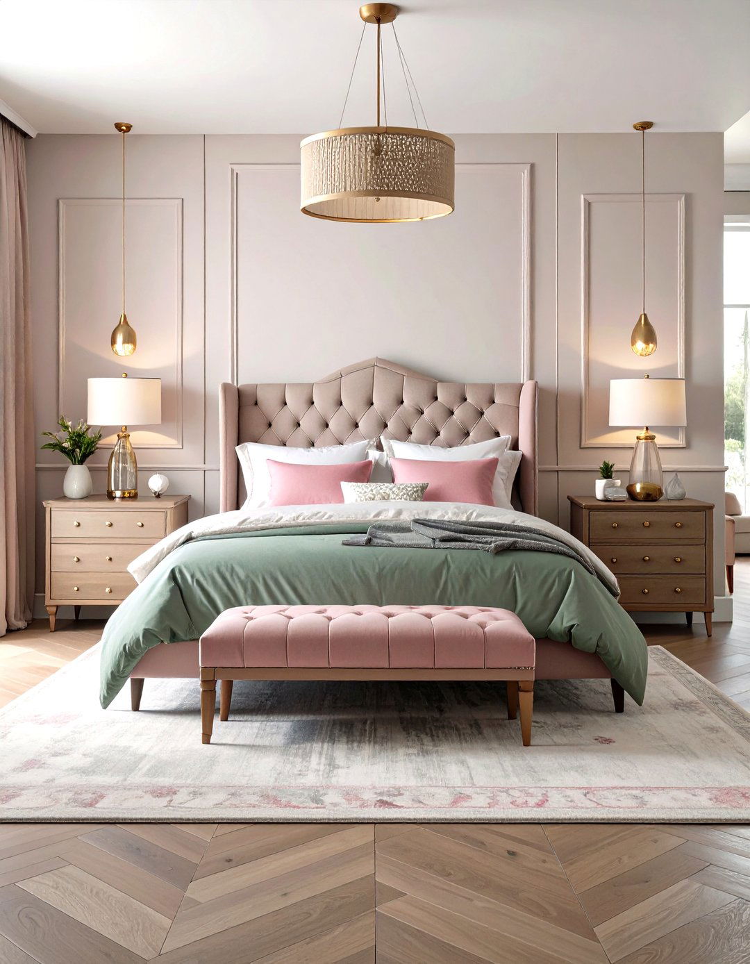 Transitional Style Elements - 24 Pink and Grey Bedroom Ideas