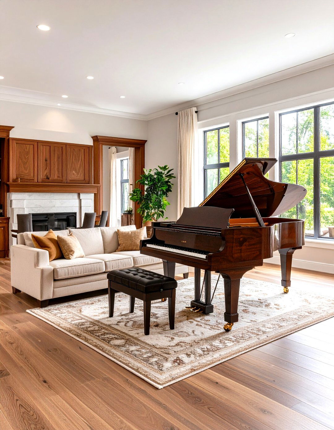 Transitional Style Piano Family Room - 24 Piano Room Ideas