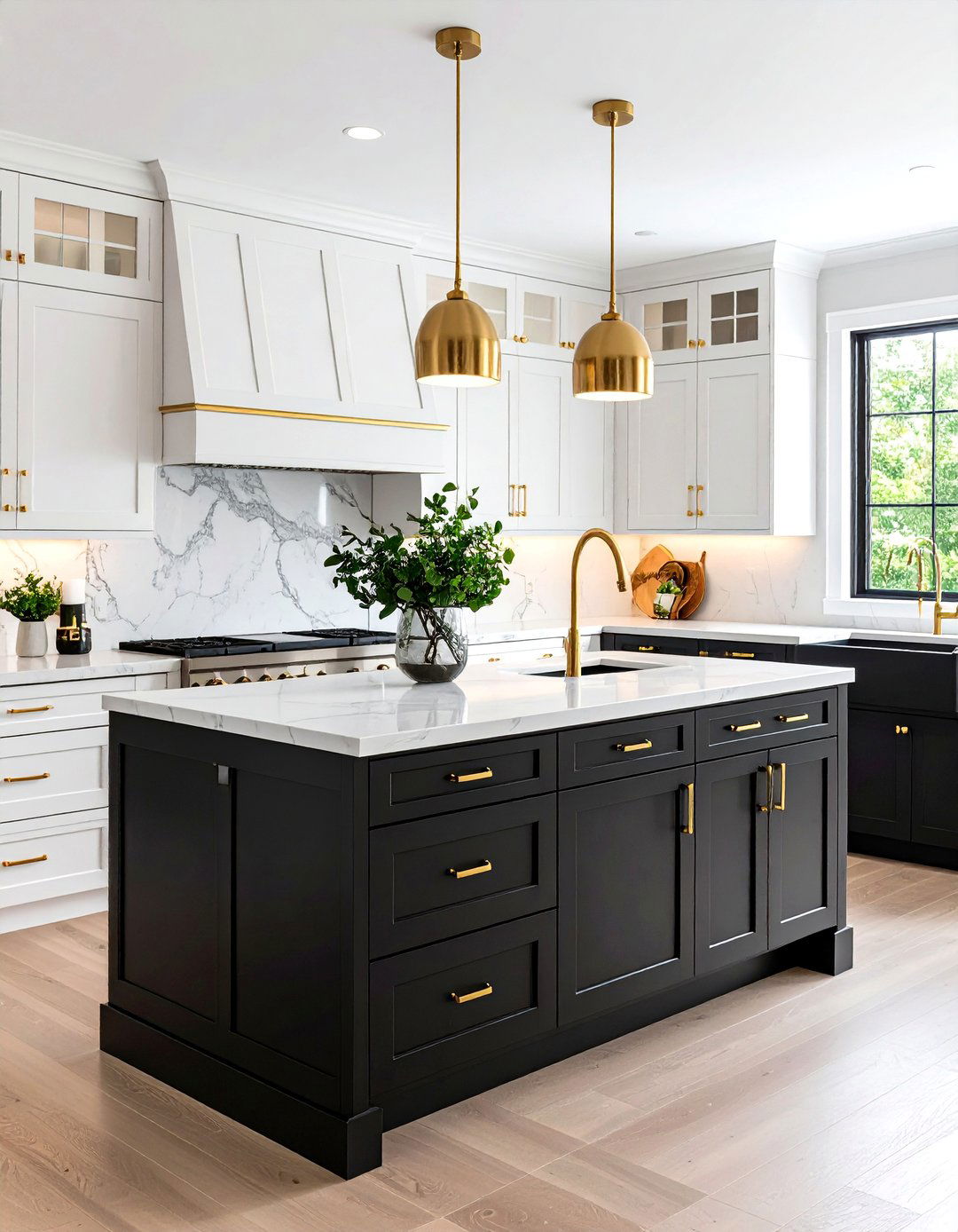 Transitional Style with Mixed Finishes and Textures - 24 black white and gold kitchen ideas